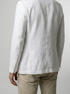 Men's Linen Notch Lapel Patch Pocket Summer Blazer