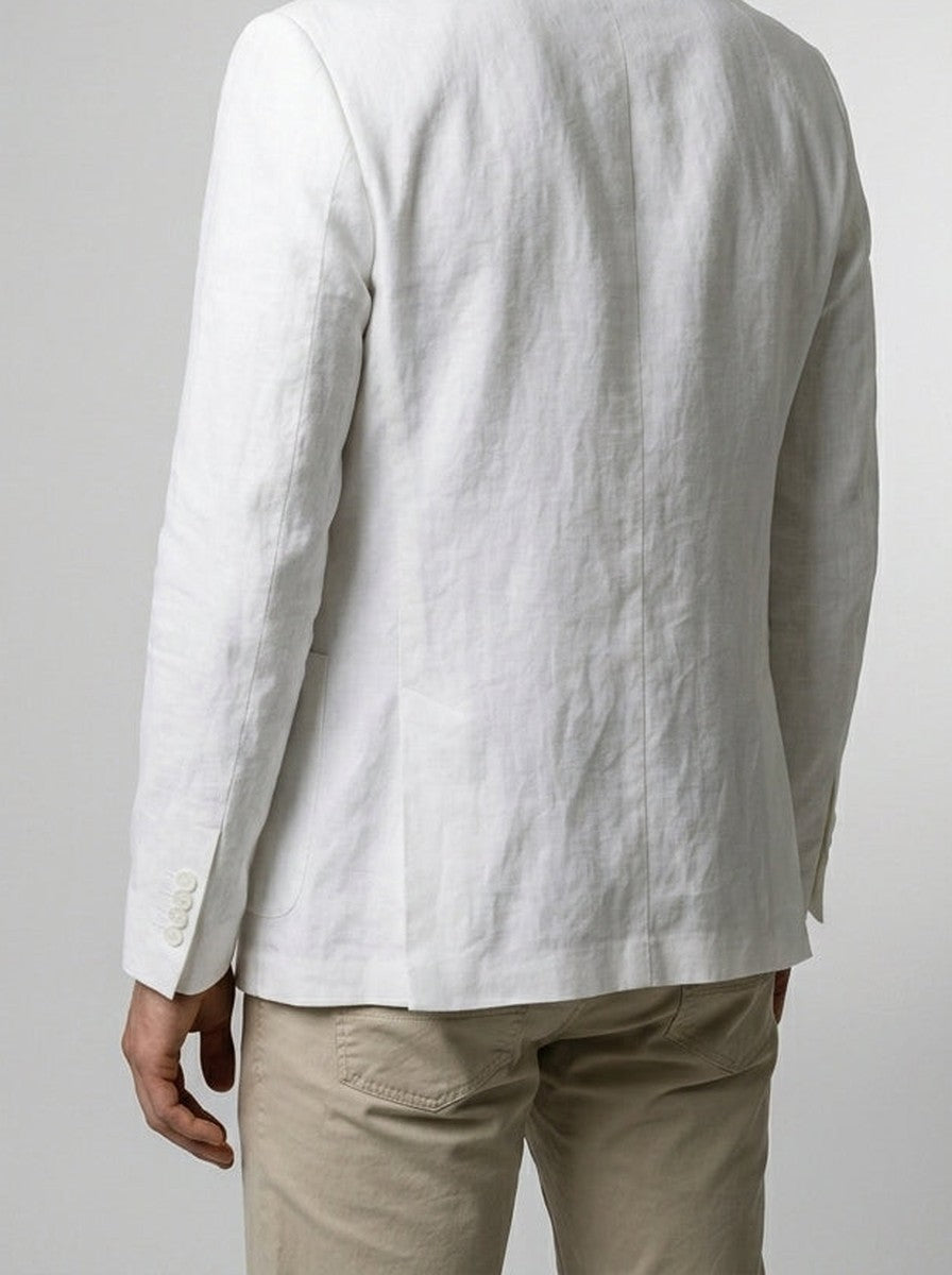 Men's Linen Notch Lapel Patch Pocket Summer Blazer