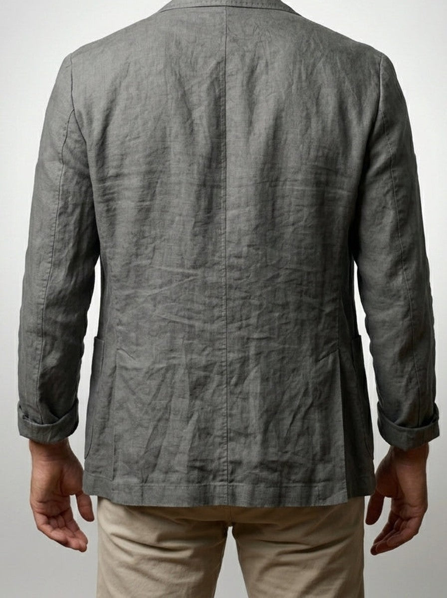 Men's Linen Notch Lapel Two Button Blazer