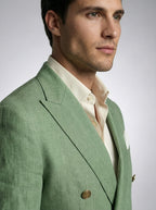 Men's Linen Peak Lapel Double Breasted Blazer