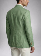 Men's Linen Peak Lapel Double Breasted Blazer