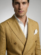 Men's Linen Peak Lapel Double Breasted Blazer
