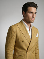 Men's Linen Peak Lapel Double Breasted Blazer