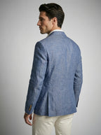 Men's Linen Peak Lapel Double Breasted Blazer