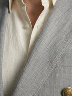 Men's Linen Peak Lapel Double Breasted Blazer