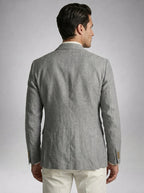 Men's Linen Peak Lapel Double Breasted Blazer