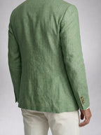 Men's Linen Peak Lapel Double Breasted Summer Blazer