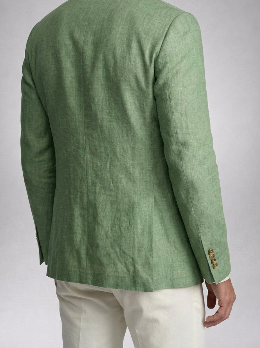 Men's Linen Peak Lapel Double Breasted Summer Blazer