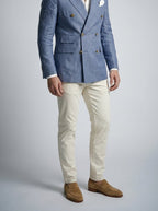 Men's Linen Peak Lapel Double Breasted Summer Blazer