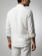 Men's Long Sleeve Linen Band Collar Shirt