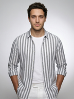 Men's Long Sleeve Striped Cotton Shirt