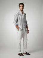 Men's Long Sleeve Striped Cotton Shirt
