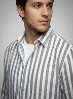 Men's Long Sleeve Striped Cotton Shirt