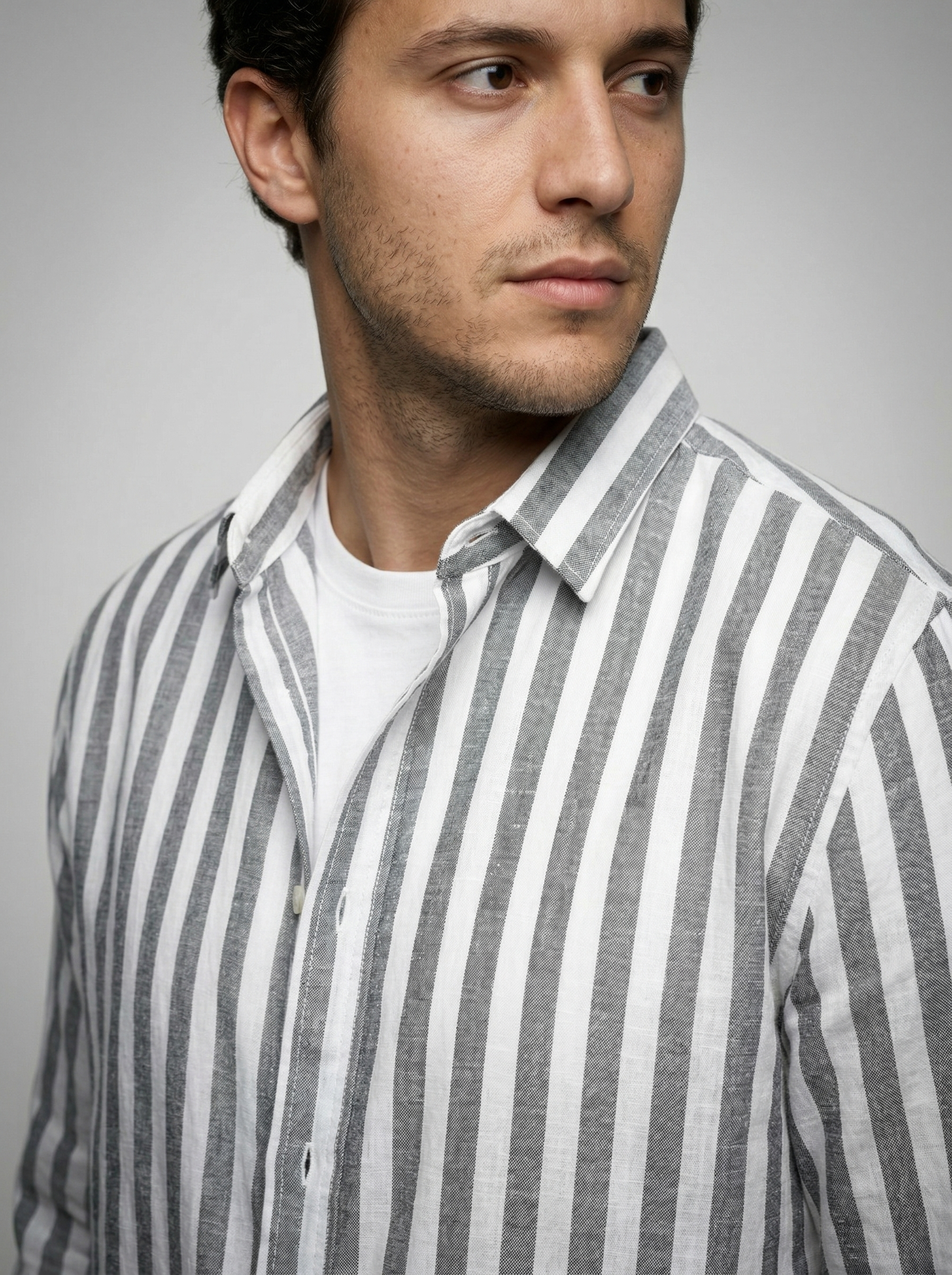 Men's Long Sleeve Striped Cotton Shirt