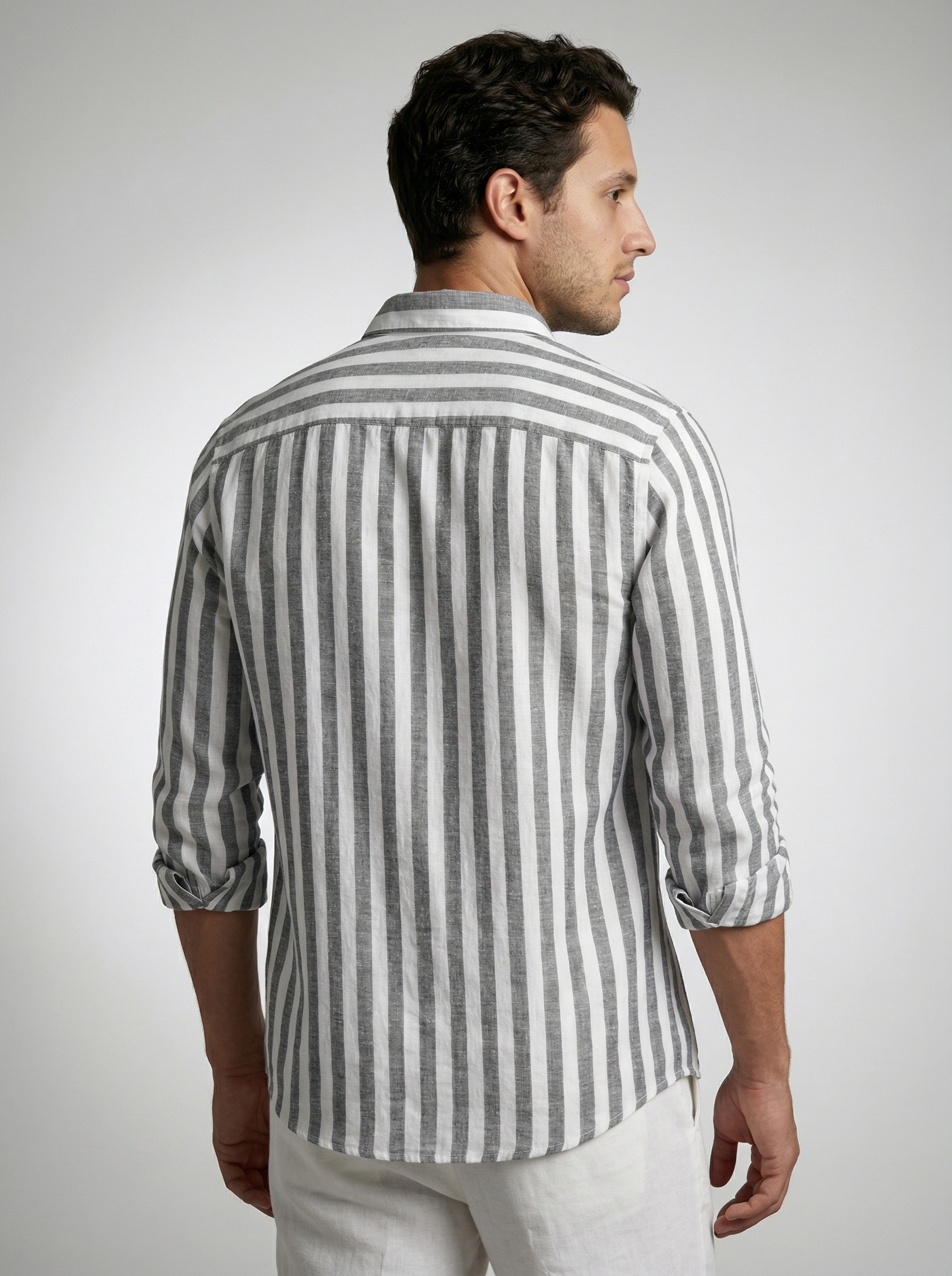Men's Long Sleeve Striped Cotton Shirt