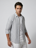 Men's Long Sleeve Striped Cotton Shirt