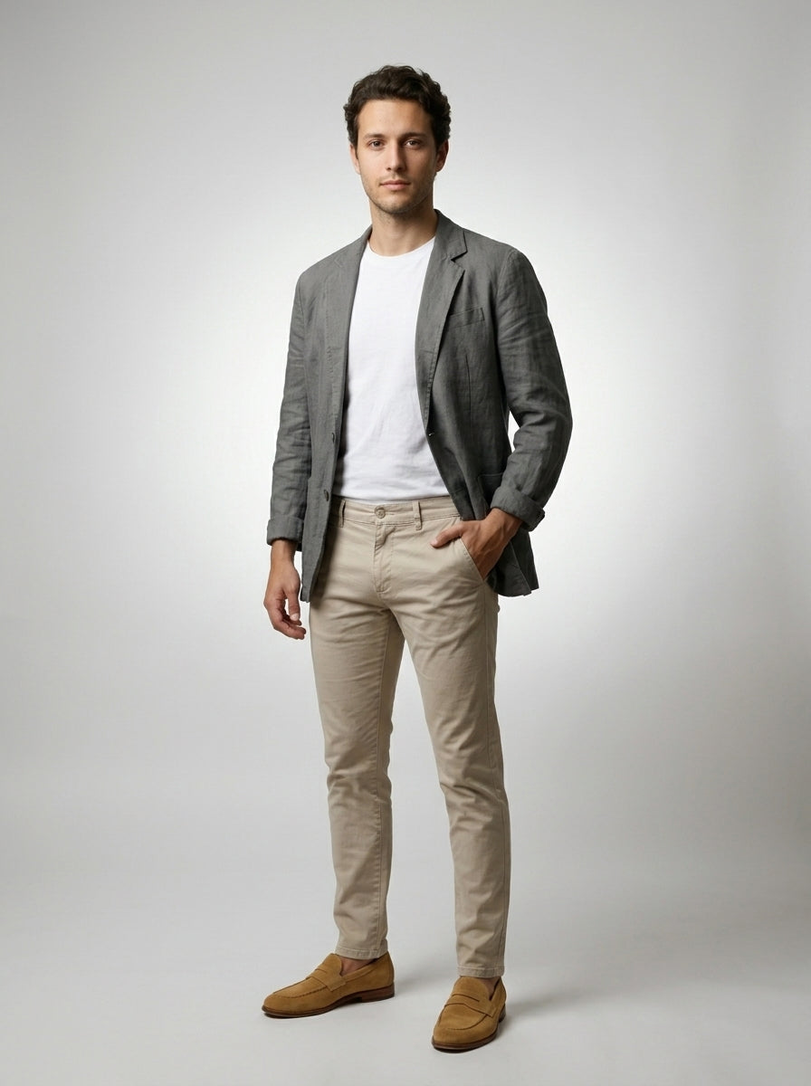 Men's Notch Lapel Linen Blazer