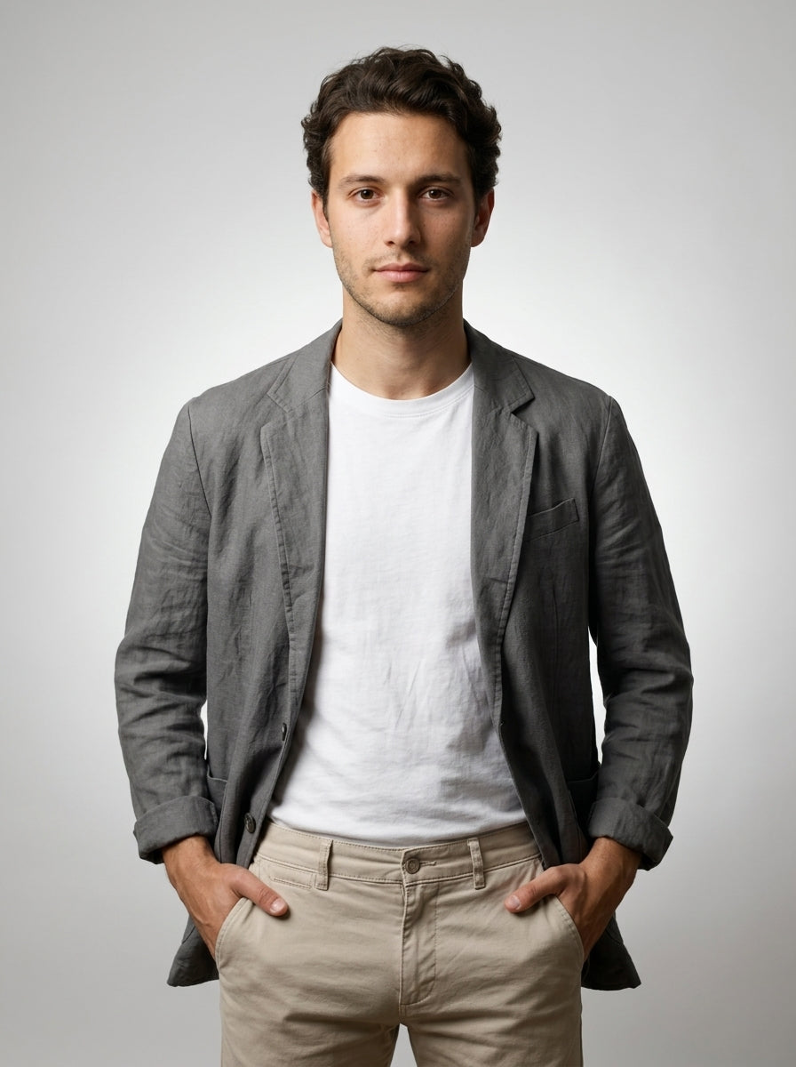 Men's Notch Lapel Linen Blazer