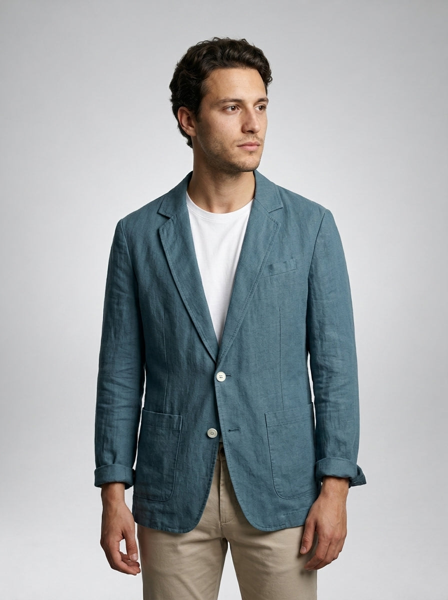 Men's Notch Lapel Linen Blazer