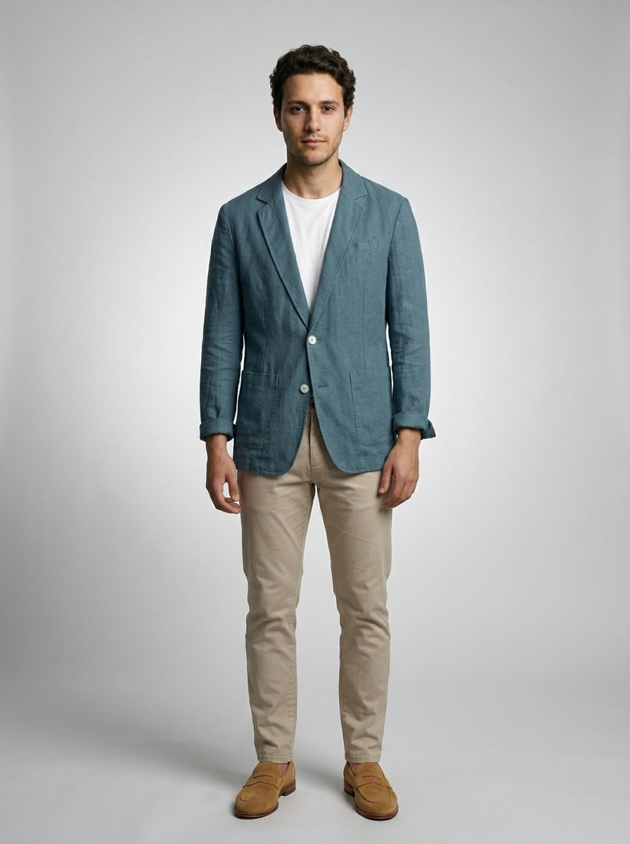 Men's Notch Lapel Linen Blazer
