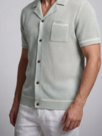 Men's Open Knit Camp Collar Short Sleeve Summer Shirt