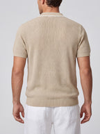 Men's Open Mesh Knit Short Sleeve Camp Collar Summer Shirt