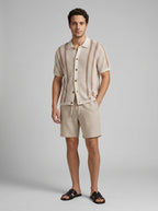 Men's Open Weave Knit Striped Button Down Shirt