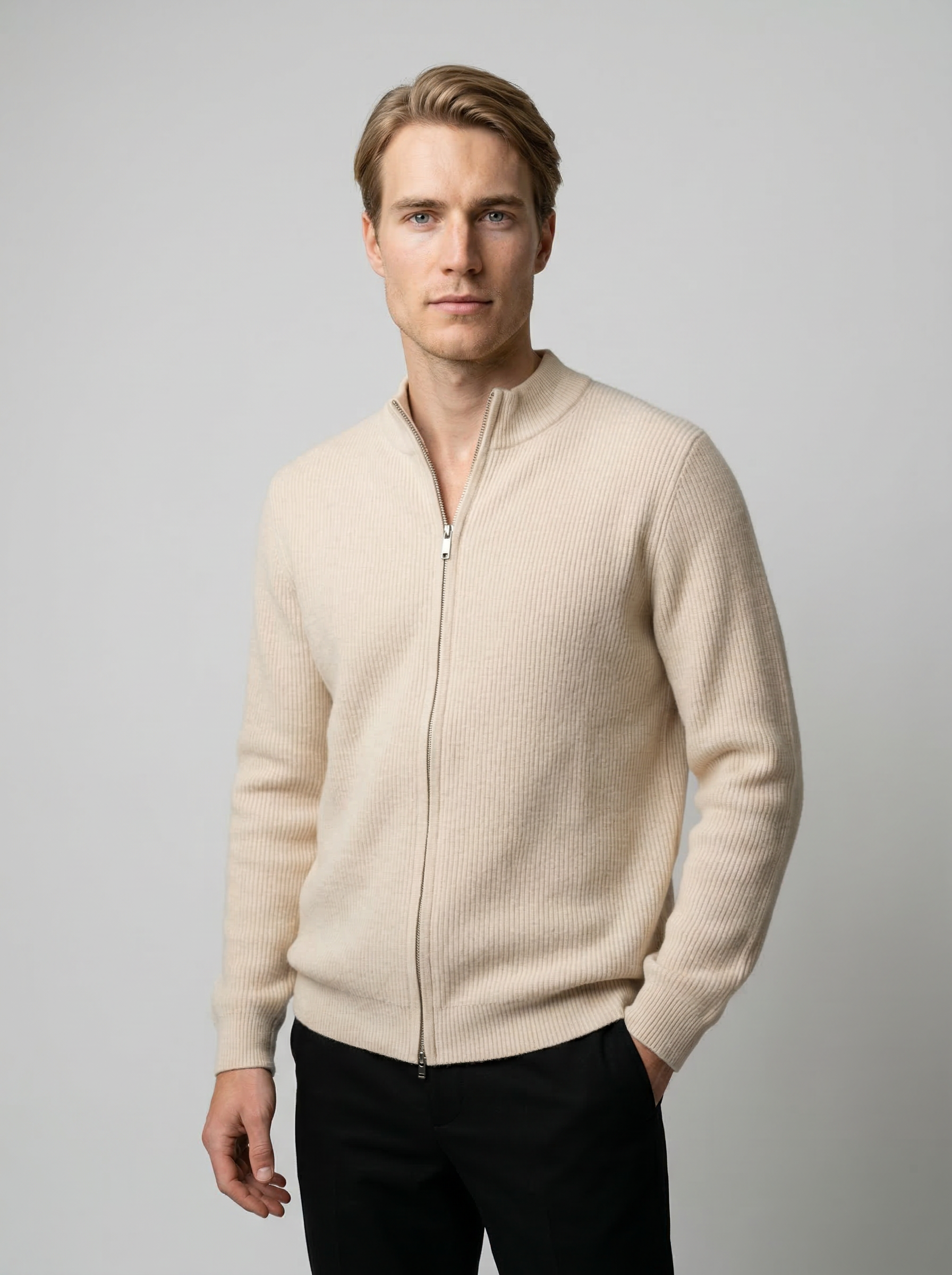 Men's Ottoman Rib Wool Cashmere Knitted Vest
