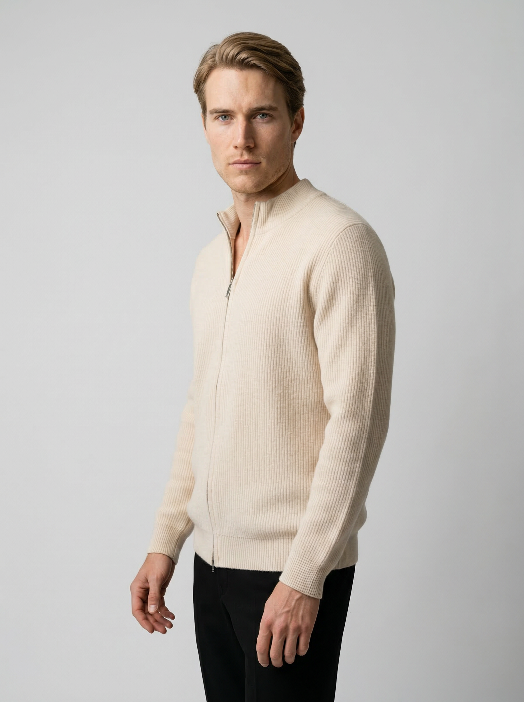 Men's Ottoman Rib Wool Cashmere Knitted Vest