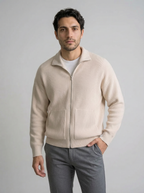 Men's Ottoman Rib Wool Full Zip Cardigan