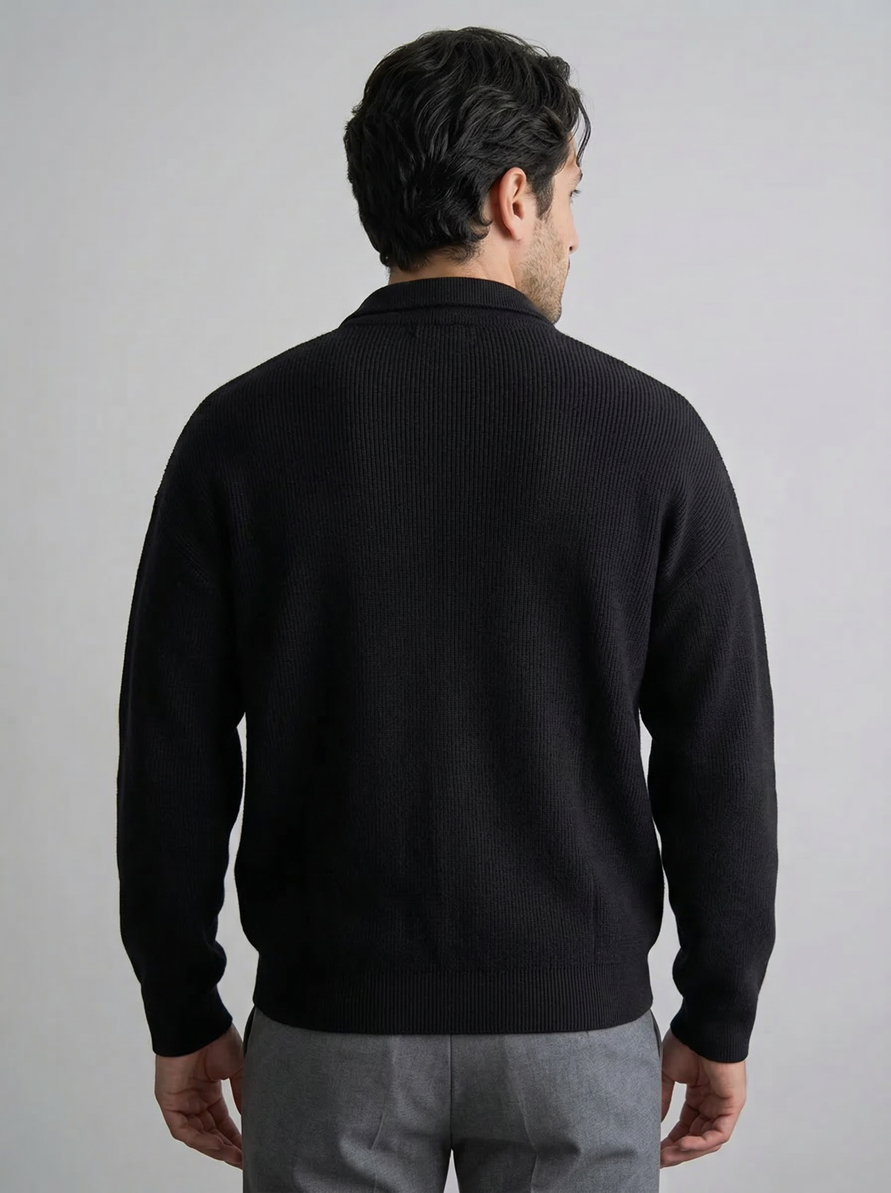 Men's Ottoman Rib Wool Full Zip Cardigan