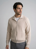 Men's Ottoman Rib Wool Full Zip Cardigan