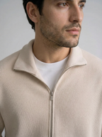 Men's Ottoman Rib Wool Full Zip Cardigan