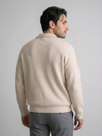 Men's Ottoman Rib Wool Full Zip Cardigan