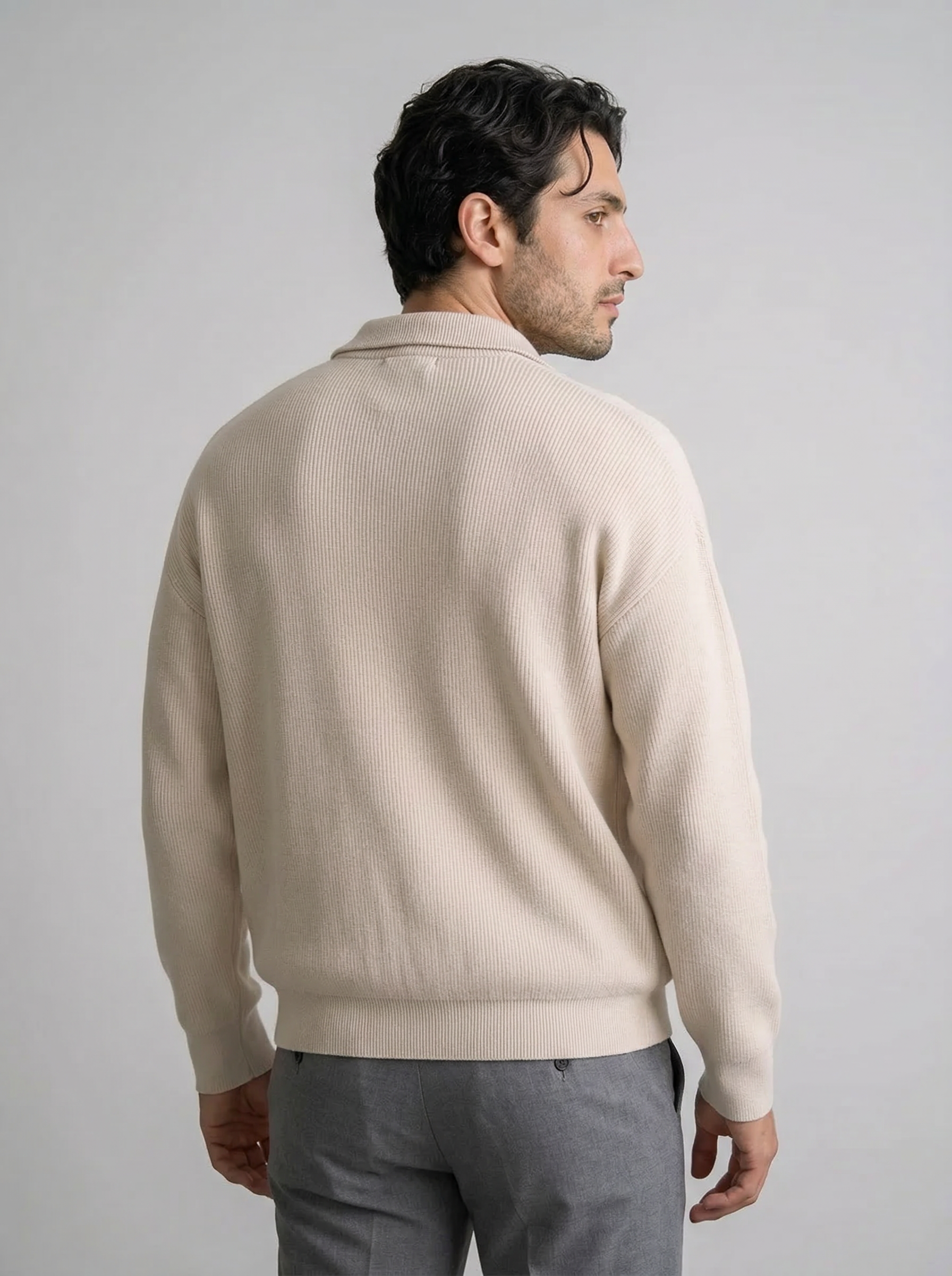 Men's Ottoman Rib Wool Full Zip Cardigan