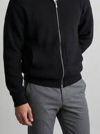 Men's Ottoman Rib Wool Full Zip Cardigan