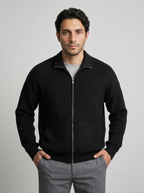 Men's Ottoman Rib Wool Full Zip Cardigan
