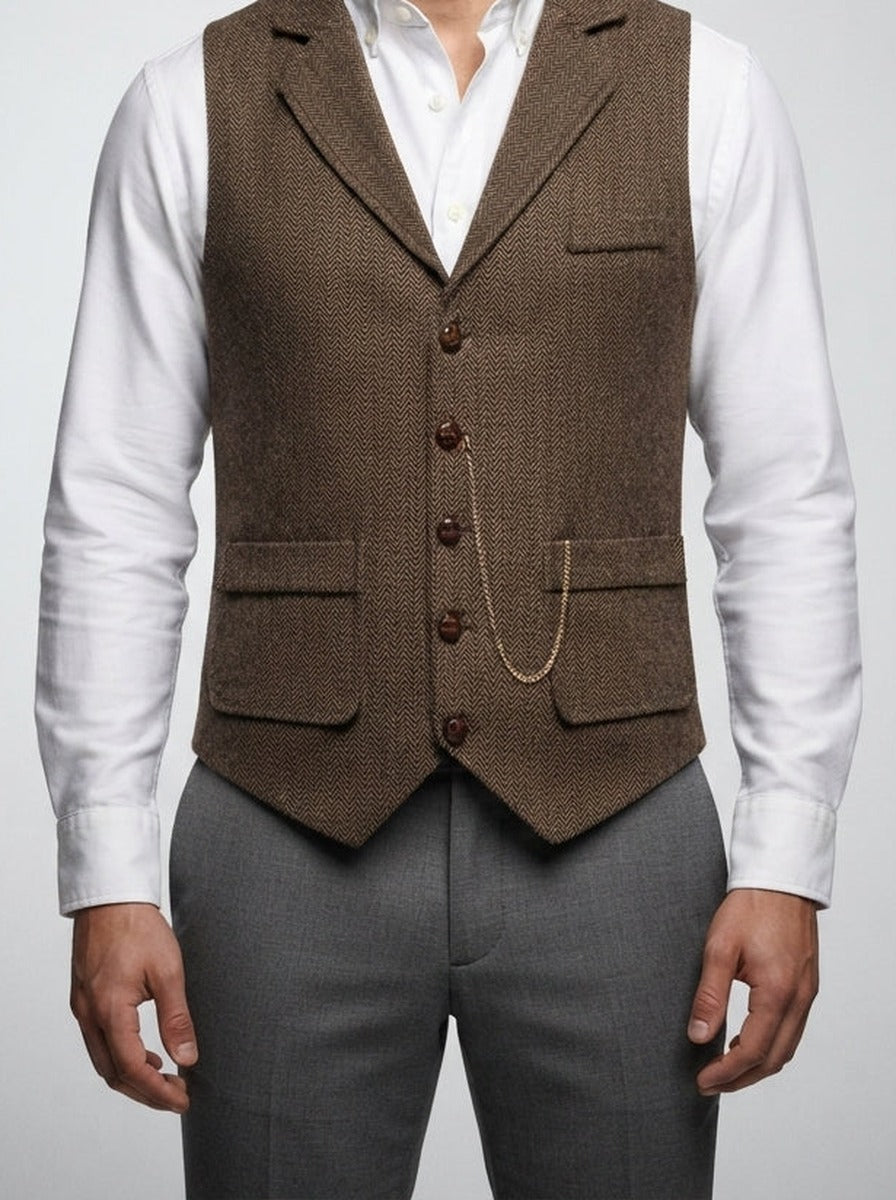Men's Peak Lapel Single Breasted Wedding Waistcoat