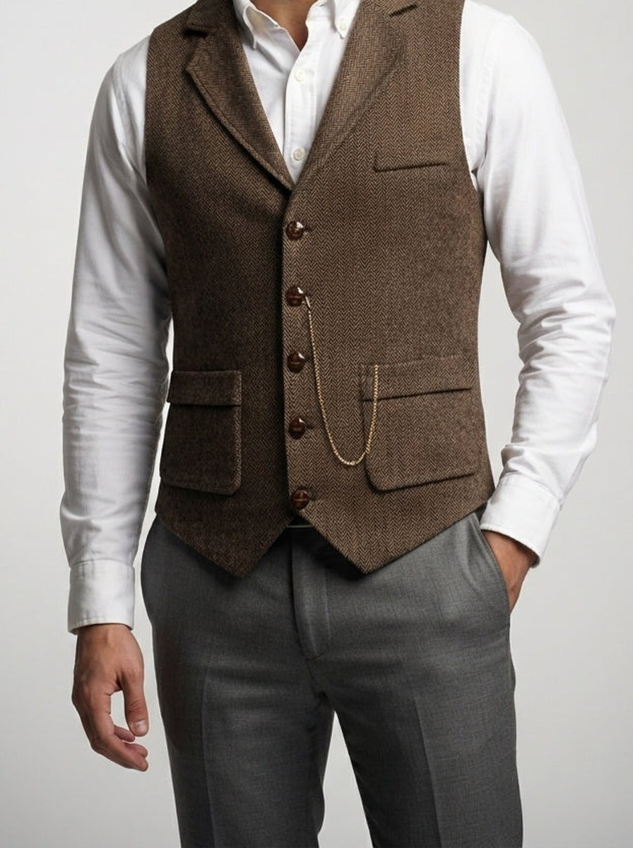 Men's Peak Lapel Single Breasted Wedding Waistcoat