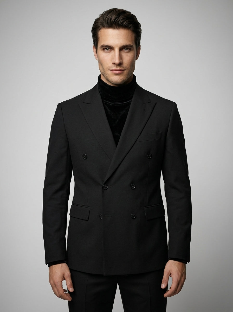 Men's Peak Lapel Wrap Front Single Button Blazer