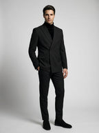 Men's Peak Lapel Wrap Front Single Button Blazer