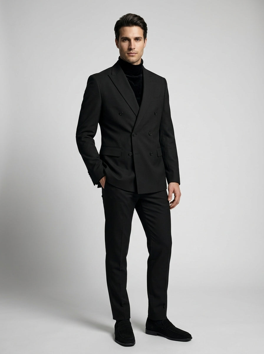 Men's Peak Lapel Wrap Front Single Button Blazer