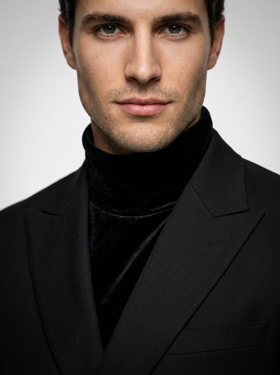 Men's Peak Lapel Wrap Front Single Button Blazer