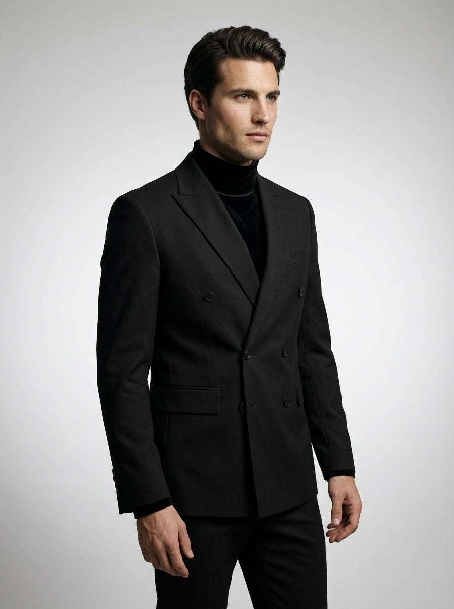 Men's Peak Lapel Wrap Front Single Button Blazer