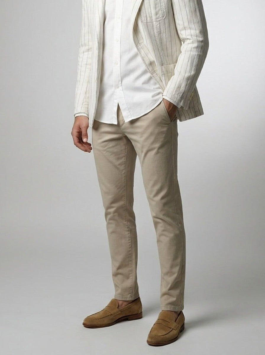 Men's Pinstripe Linen Notch Lapel Blazer