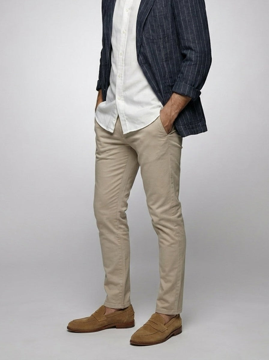 Men's Pinstripe Linen Notch Lapel Blazer