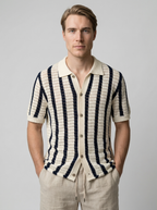 Men's Pointelle Knit Camp Collar Shirt