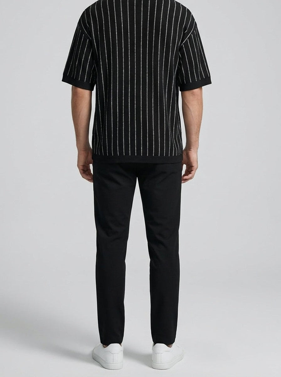 Men's Pointelle Stripe Knit Two Piece Set