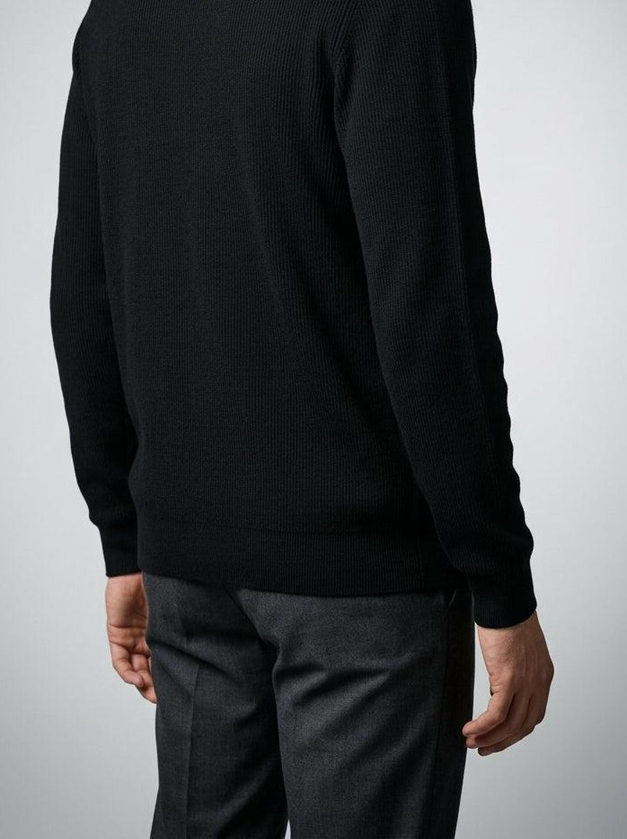 Men's Ribbed Button Front Flat Collar Cardigan