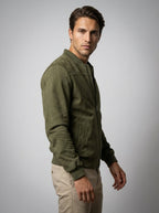 Men's Ribbed Collar Zip Bomber Jacket